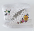 Hand-Painted Custom Floral Converse High-Tops – White All Stars